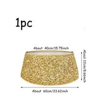 1件圣诞派对及家居装饰金色3D树裙，带闪光细节，树裙和树裙组合，最佳礼物，生日圣诞装饰，房间装饰，冬季圣诞装饰，家居圣诞礼物，圣诞装饰 - 金色 - 查看 2
