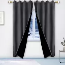 1片冬季保溫隔熱窗簾,保暖,降噪,防風,現代家居裝飾門簾窗簾間隔加厚簾 - 深灰色 - 查看 3