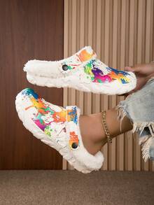 女士舒適的冬季拖鞋,室內家居鞋,綿毛加厚,柔軟防水防滑拖鞋