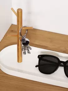 1 pieza Bandeja de plástico con rama de madera, organizador de tocador de estilo nórdico cuadrado de 20cm en color blanco para el hogar, bandeja portátil para aperitivos, fruta o entrada para decoración, día de San Valentín, vuelta al colegio