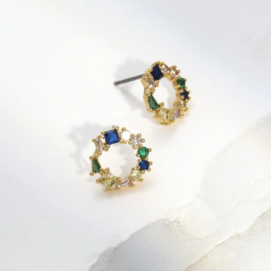 18K Mạ vàng Thanh tú Retro Hoa tai hình học Thích hợp Đối với Của phụ nữ Mặc hàng ngày - Nhiều màu - Xem 1