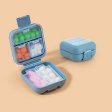 1pc Portable Mini Pill Box With Three Compartments For Morning, Noon And Night, Small Waterproof Medicine Container Pocket Pill Case - Blue - View 11
