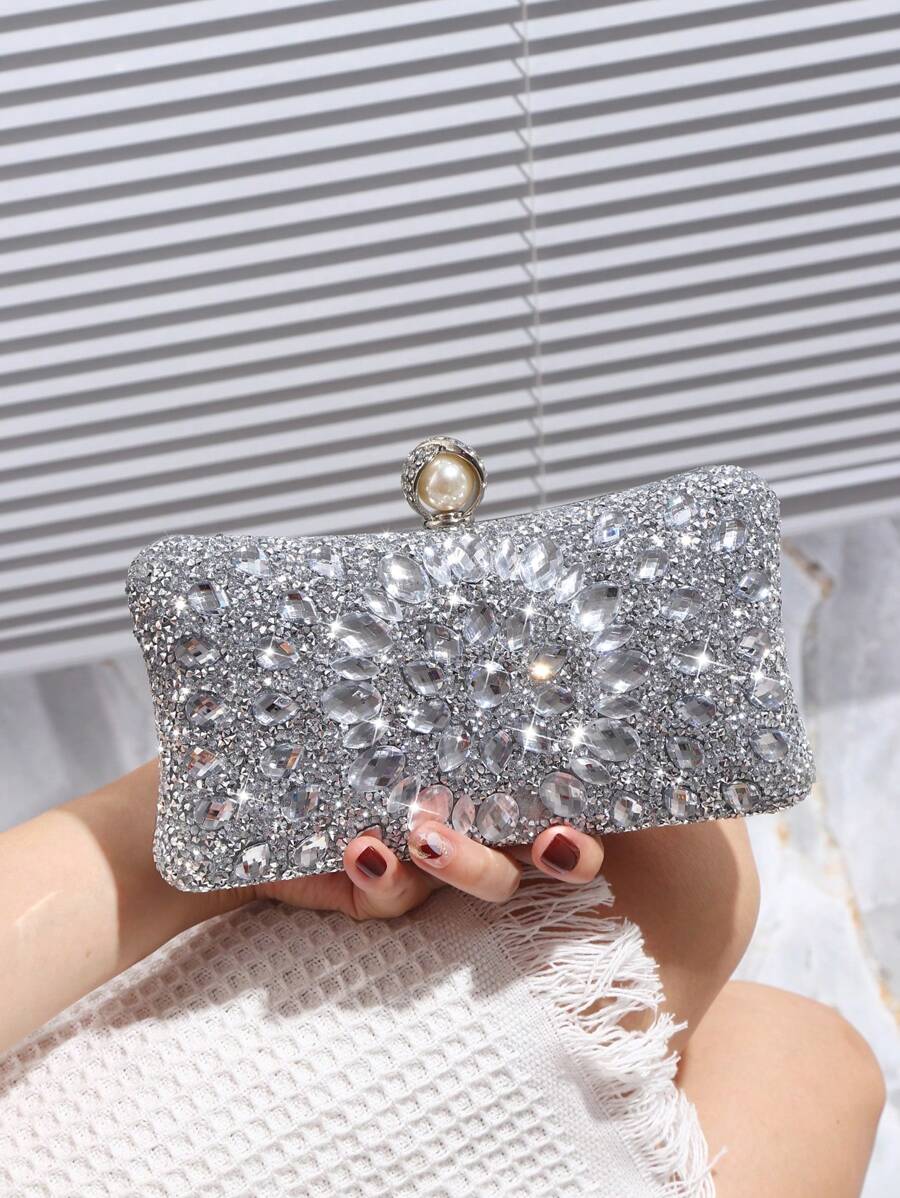 女士鑽石裝飾晚宴包,適用於婚禮,派對,手提袋,斜跨包