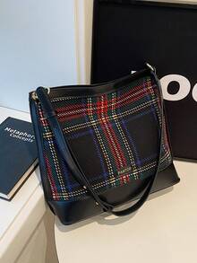 Túi Xô Thời Trang Tươi Mới Và Đơn Giản Với Kết Cấu Cao Cấp - màu đen - Xem 4