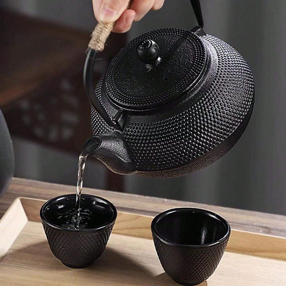 1pc Old Dutch Cast Iron Sapporo Teapot 1200ml Black SHEIN USA