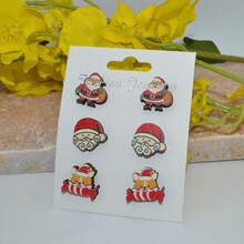 3对装休闲圣诞主题个性化设计可爱时尚耳钉，适合女性佩戴，非常适合周年纪念、生日、圣诞节、派对庆祝等场合。