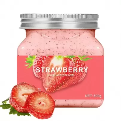 500g/550g Exfoliante corporal de fresa - Hidratante y exfoliante para el Body, el rostro, las manos y los pies - Ayuda a reducir las estrías, las líneas finas y las arrugas - Regalo pensado para hombres y mujeres