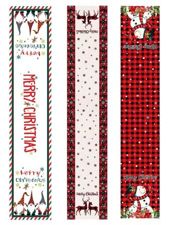 Christmas Table Runner Home Decor Printed Linen Thick Heat-Insulated Table Mat For Dining/Coffee Table Best Gifts Birthday