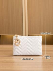 Simple & Universal Casual With Snap Closure Women Wallet Keychain For Women Wallet Mini Wallet Purse Wallet Coin Wallet - White - View 5