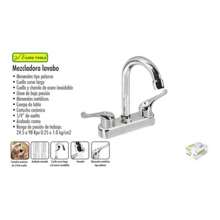 Llave Mezcladora Lavabo Cuello Curvo Largo - Plateado - Ver 2