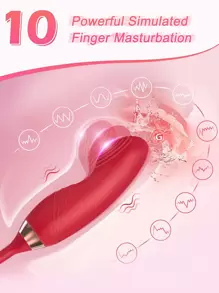 Powerful Rose Vibrator Adult Sex Toy, Female Clitoris Nipple Suction Stimulator, Female Finger Movable G-Spot Massager, Valentine's Day Gift - Red - View 8