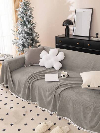 1pc Solid Color Floral Lace Sofa Cover, Pet-Friendly Durable Washable, Holiday Decor Sofa Protector, Fits 1/2/3/4 Seater Sofa