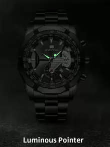 1 Miếng Đen Mát mẻ Nam Đồng hồ VA VA VOOM Đúng mốt Không thấm nước Thép không gỉ Watch Band Lịch Quartz Đồng hồ Để Trang Trí Hàng Ngày - màu đen - Xem 3