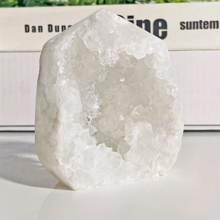 1塊自然白水晶簇晶柱狀石英標本,可用作桌上裝飾與水晶治療 - 白色晶洞簇點 - 查看 3