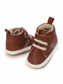 Zapatos deportivos de piel sintética para bebés niños que aprenden a caminar con suela blanda - Marrón - Ver 5
