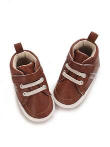 Zapatos deportivos de piel sintética para bebés niños que aprenden a caminar con suela blanda - Marrón - Ver 6