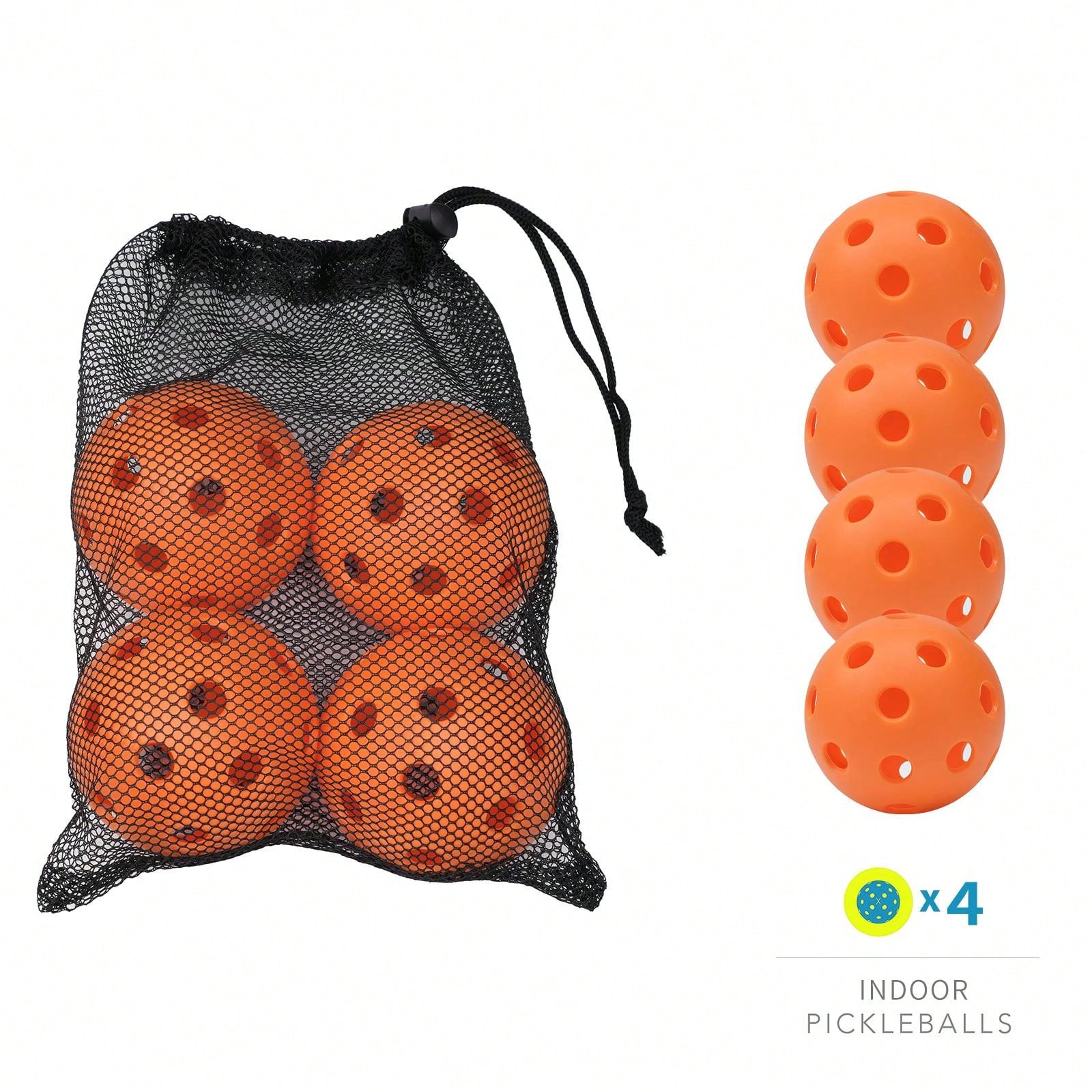 Pickleball Set Of 4 Indoor Injection Molded Orange Pickleball Ball
