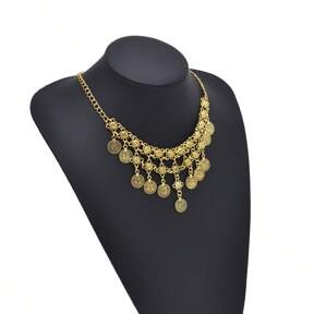 1 Pieza Cadena De Cabeza Con Monedas De Aleación Y Flecos, Accesorio Retro Para Cabello Y Cuello