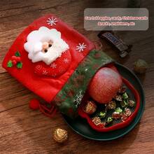 1個小熊設計聖誕禮物袋,蘋果袋,糖果袋,可愛手提袋,適用於兒童,聖誕裝飾用品