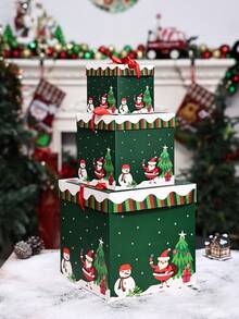 Conjunto De 3 Cajas De Regalo De Navidad - Verde - Verde - Ver 3