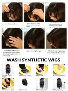 夹式假发刘海接发假发片合成假发假刘海自然发丝半黑半红配饰假发