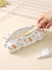 1pc Cartoon Dinosaur Print Double Sided Printed Pencil Case With Handle - Multicolor - View 5