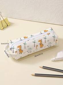 1pc Cartoon Dinosaur Print Double Sided Printed Pencil Case With Handle - Multicolor - View 4