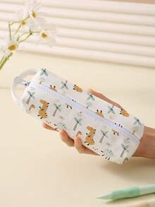 1pc Cartoon Dinosaur Print Double Sided Printed Pencil Case With Handle - Multicolor - View 7
