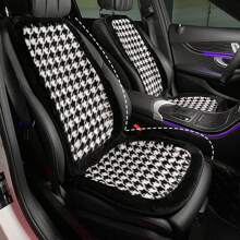 2 Piezas Cojines De Silla Con Estampado De Panal Y Borde Negro - Blanco y Negro - Ver 7