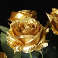3 piezas Decoraciones artificiales de rosas para bodas, festivales, fiestas y decoración del hogar - Oro rosa - Ver 5