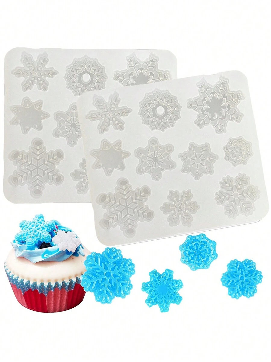 1pc 3d Silicone Christmas Snowflake Baking Mold - translucent - View 1