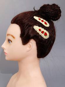 4入組/套可愛草莓和櫻桃圖案髮夾,適用於校園聚會、旅行和拍照