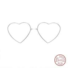 1pair Sterling Silver Simple & Chic Hollow Out Circle & Heart Design Hoop Earrings - Silver - View 2