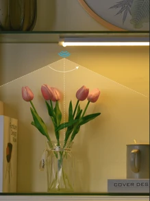 1pc LED Motion Sensor Light 10/20/30cm USB Rechargeable Lamp With Magnetic Adhesive Tape And Movable Body, Suitable For Cabinet, Wall, Kitchen, Stairway, Washroom And Bathroom