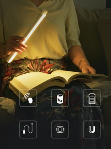 1pc LED Motion Sensor Light 10/20/30cm USB Rechargeable Lamp With Magnetic Adhesive Tape And Movable Body, Suitable For Cabinet, Wall, Kitchen, Stairway, Washroom And Bathroom