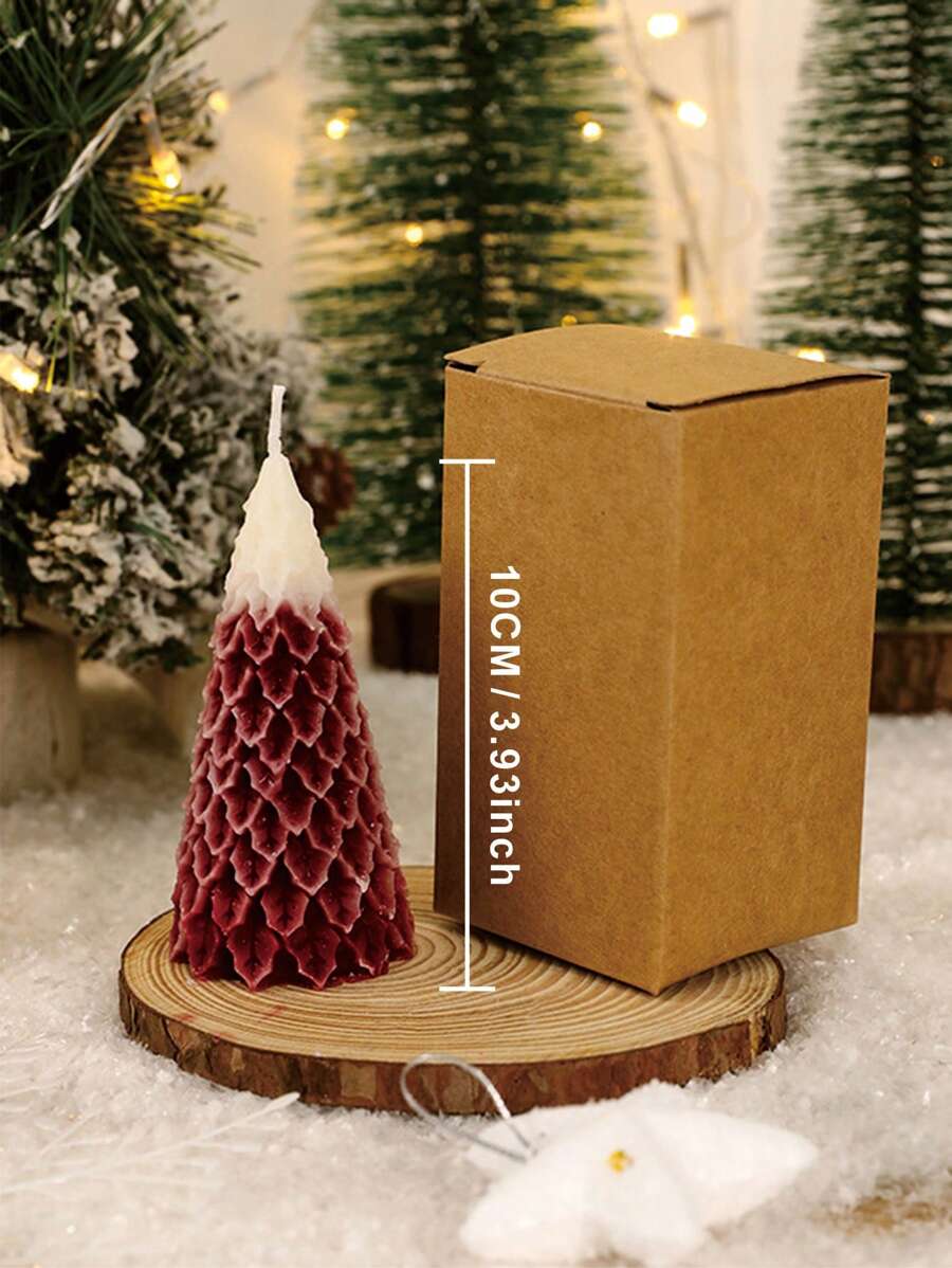 1pc Red Ombre Christmas Tree & Cedar Scented Candle - Red - View 1