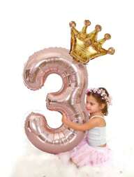 2pcs/Set 32-Inch Rose Gold Digital Crown Shaped Party Decoration Balloons For Birthday Party Theme Decorations, Back To School Valentine Day