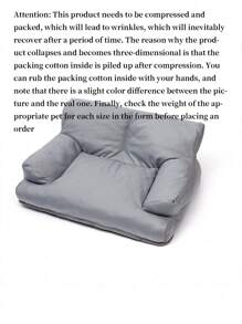 1入組多色沙發形加厚保暖寵物床四季適合中小型寵物，複合佈料製成 - 灰色 - 查看 5