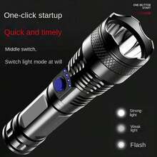 A Strong Flashlight Plastic Flashlight With Power Display Long Range 5W Strong P50 Wick Outdoor Flashlight - Black - View 3