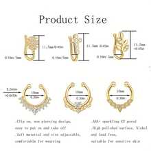 3 件 16 克假鼻中隔環,萬聖節蝙蝠假鼻環人造中隔珠寶,cz 假鼻穿孔非穿孔鼻中隔環夾式鼻飾非洲鼻套假 C 型鼻釘假鼻中隔鼻環女式男式鼻穿孔珠寶 - D1-3個 - 查看 4