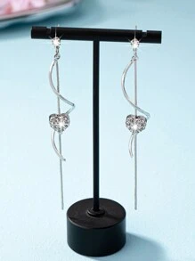 Multi-Style 1pair Women's Gorgeous Heart Shape Spiral & S Shape Earrings With Rhinestones And Rhinestones Valentines,Mom,Mother,Mother's Day,Gift