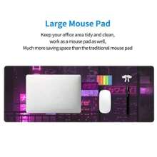 1pc Cyber Vaporwave Style Gaming Mouse Pad, Extended Large Mouse Mat Big Mousepad, Keyboard Stitched Edges Big Mousepad For Computer Pc Laptop, 31.5×11.8in