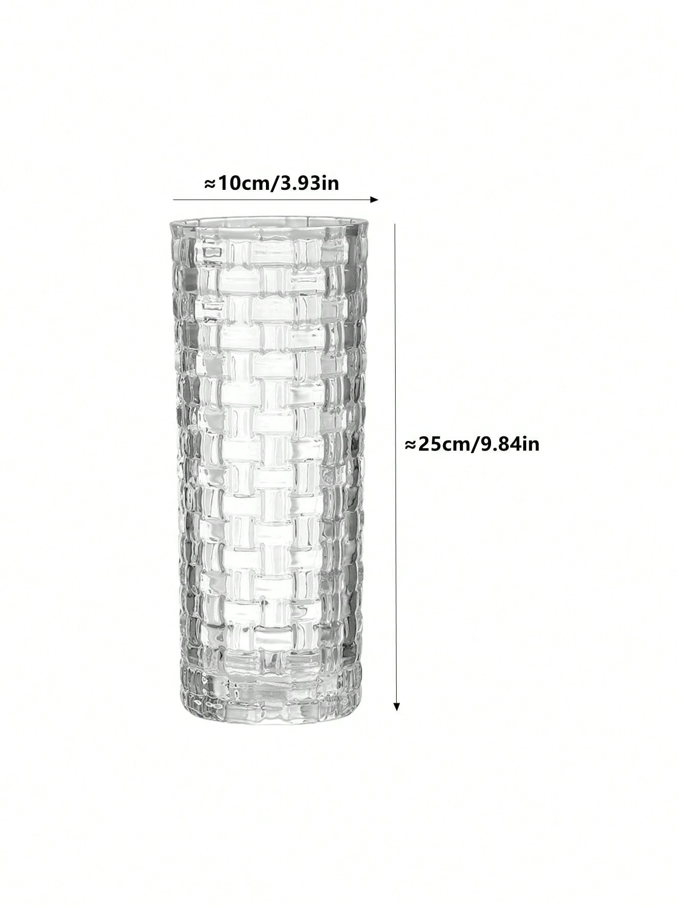 1pc Woven Glass Vase, 9.84 Inch, Unique Weaved Pattern Vase Decoration