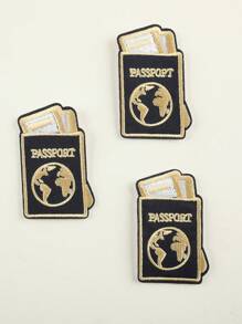 3入組卡通護照刺繡布補丁,用於diy衣服、褲子、帽子、包、鞋子、手機殼等衣飾配件裝飾,可熨式