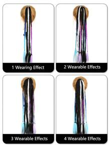 萬聖節和聖誕節時尚彩色6大單股髮包,黑色,紅色彩色麻花辮,適用於日常假期的彩色髮編和聖誕節萬聖節髮編時尚髮編髮包