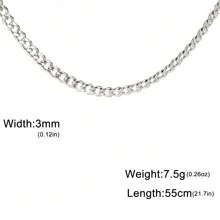 1pc Unisex Stainless Steel Plain Chain, 3mm~10mm Wide, Punk Minimalist Jewelry Accessories - Style a - View 29