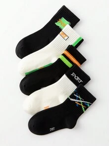 5pairs Multicolor Children's Sports Style Mid-calf Socks - Multicolor - View 5