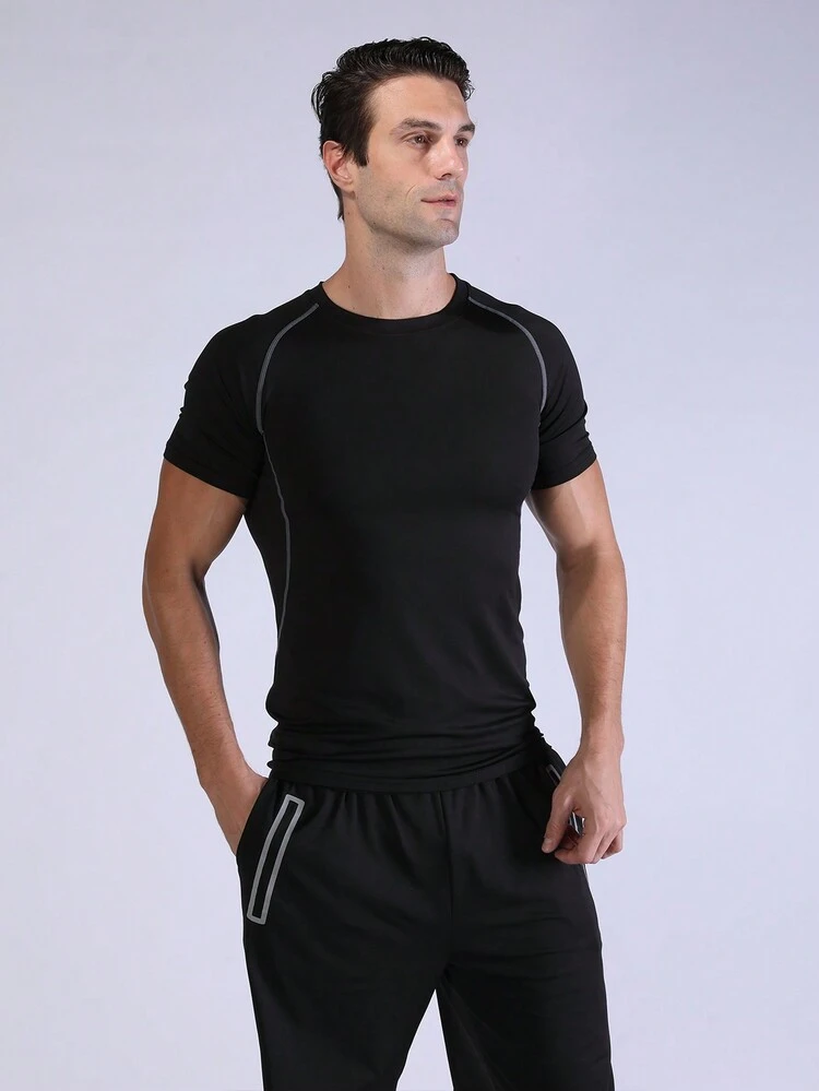 2 PCS Set Men's Quick-Drying Compression T-Shirt And Sports Active Shorts Gym Clothes Men, Athletic Suit, Tracksuit Men Shorts Set Workout Sets