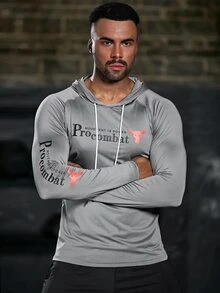 男款快干健身連帽長袖t恤