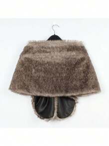 1 件女式時尚優雅披肩圍巾新娘婚禮人造毛絨長斗篷圍巾保暖服裝配件圍巾